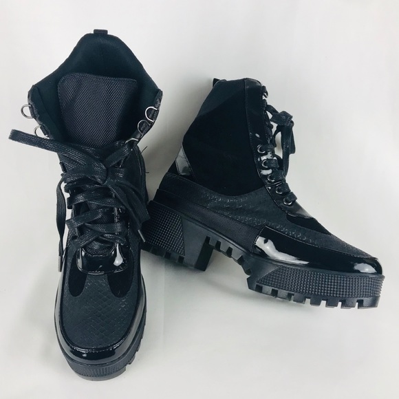 LEMONADE woman’s block heel combat ankle boots 7 - Picture 1 of 8